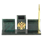 Настольный письменный набор из змеевика с визитницами и ручкой Successful Leader варинант исполнения - 1 | Loft Concept в Тюмени