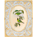 Декоративный постер с изображением птиц в раме с рельефным растительным узором Blooming Birds Poster варинант исполнения - 8 | Loft Concept в Тюмени