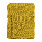 Плед из хлопка жемчужной вязки горчичного цвета Waffle Comfort варинант исполнения - 1 | Loft Concept в Тюмени