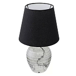 Настольная лампа с черным тканевым абажуром и фактурным прозрачным основанием Black Cone варинант исполнения - 1 | Loft Concept в Тюмени