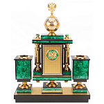 Настольный письменный набор из малахита и долерита с декором в виде герба России Leader Organizer варинант исполнения - 3 | Loft Concept в Тюмени