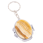 Зеркало брелок карманное двухстороннее из натурального камня Оникс Silver Stone Mirrors варинант исполнения - 1 | Loft Concept в Тюмени