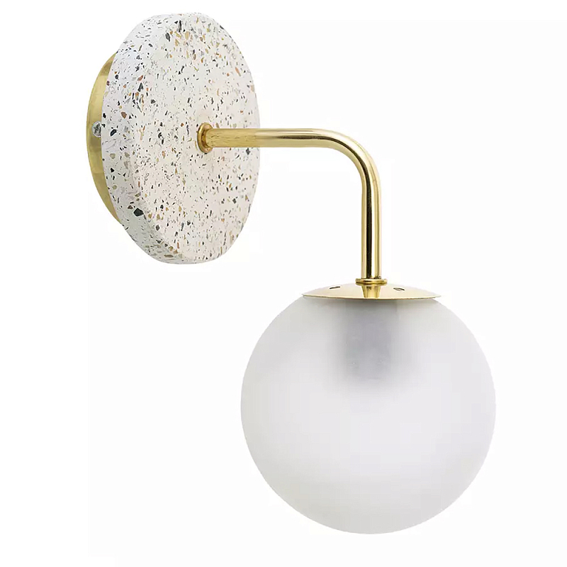 Бра с белым матовым плафоном в форме шара Round White Matte Lampshade Золотой Белое матовое стекло Бра с белым матовым плафоном в форме шара Round White Matte Lampshade Золотой Белое матовое стекло в Тюмени | Loft Concept