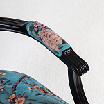 Полукресло из массива бука бирюзовое с изображением птиц и цветов Turquoise Chinoiserie Garden Chair варинант исполнения - 3 | Loft Concept в Тюмени