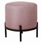 Круглый пуф на металлических ножках с обивкой из рогожки Casey Poof варинант исполнения - 3 | Loft Concept в Тюмени