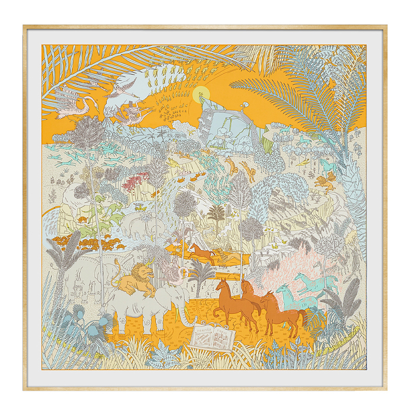 Картина Hermes Le Carnaval des Animaux Orange Мульти Золотой Картина Hermes Le Carnaval des Animaux Orange Мульти Золотой в Тюмени | Loft Concept