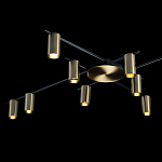Потолочный светильник с 10-ю цилиндрическими плафонами цвета латунь TRIBES CHANDELIER варинант исполнения - 4 | Loft Concept в Тюмени