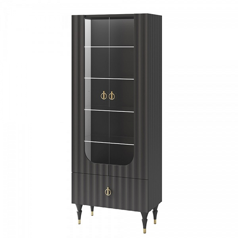 Витрина двухдверная с ящиком Antique Order Графит Золотой Витрина двухдверная с ящиком Antique Order Графит Золотой в Тюмени | Loft Concept