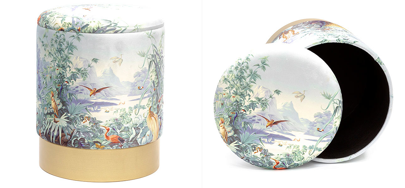 Пуф PUF Jungle Print с крышкой Adrian Пуф PUF Jungle Print с крышкой Adrian - Loft-Concept в Тюмени