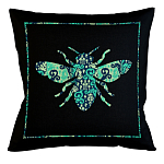 Подушка декоративная пчела с бирюзовым узором Ikat Pattern варинант исполнения - 1 | Loft Concept в Тюмени