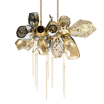 Люстра подвесная с 18-ю стеклянными плафонами с вертикальными подвесками Gilded Mirage  варинант исполнения - 1 | Loft Concept в Тюмени