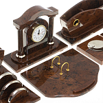 Настольный письменный набор с часами из природного камня обсидиана Competent Leader варинант исполнения - 4 | Loft Concept в Тюмени