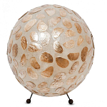 Настольная лампа из перламутра на металлическом каркасе Indonesian Circle варинант исполнения - 1 | Loft Concept в Тюмени