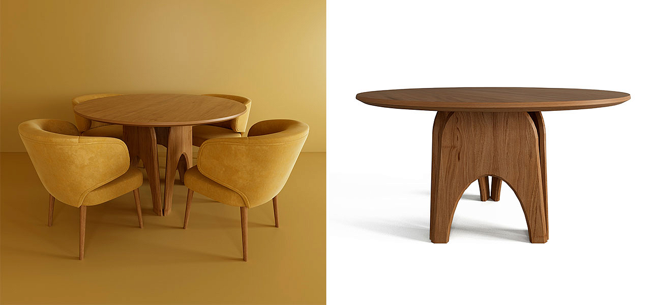 Обеденный круглый стол из дерева Pelican Dinner Table Обеденный круглый стол из дерева Pelican Dinner Table - Loft-Concept в Тюмени