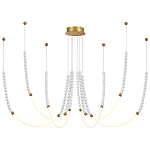 Люстра подвесная с 6-ю изогнутыми плафонами и белыми декоративными шариками PEARLS Suspension варинант исполнения - 4 | Loft Concept в Тюмени