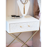 Приставной столик с выдвижным ящиком  White Table Carved Pattern варинант исполнения - 7 | Loft Concept в Тюмени