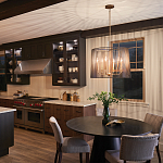 Люстра цвета латунь с 6-ю лампами свечами внутри цилиндрического абажура из черных металлических реек Kichler варинант исполнения - 7 | Loft Concept в Тюмени