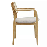 Стул обеденный с мягким сиденьем и спинкой из плетеного ротанга Wood and Textile Chair варинант исполнения - 2 | Loft Concept в Тюмени