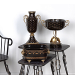 Ваза черного цвета из фарфора с золотистым узором и бронзовыми элементами Eden Garden porcelain and bronze варинант исполнения - 5 | Loft Concept в Тюмени