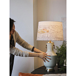 Настольная лампа с принтом на белом тканевом абажуре Roof Garden Lamp варинант исполнения - 5 | Loft Concept в Тюмени