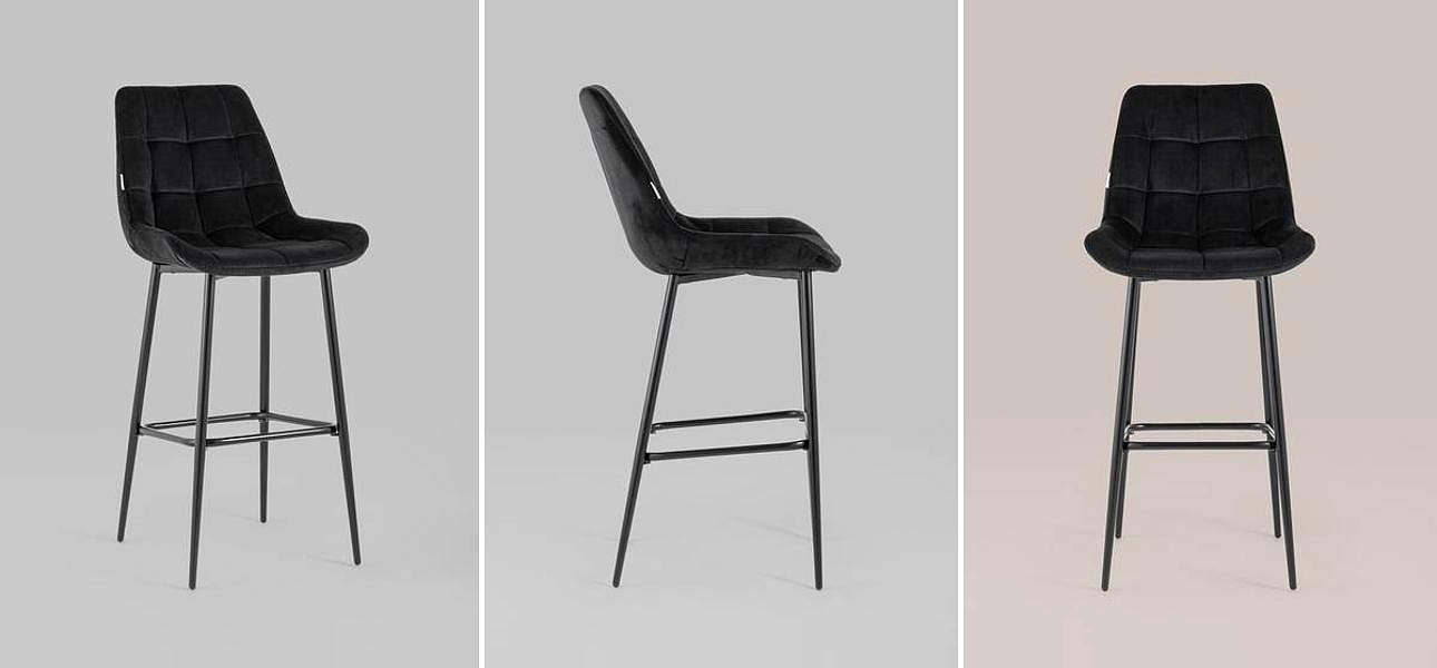 Стул Полубарный NANCY Chair посадка 75 см Черный Велюр Стул Полубарный NANCY Chair посадка 75 см Черный Велюр - Loft-Concept в Тюмени