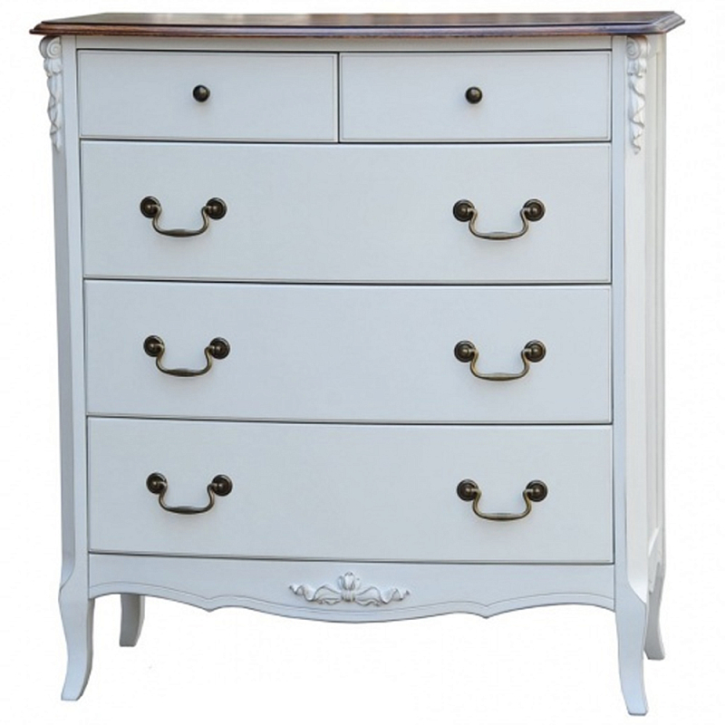 Высокий деревянный комод в стиле прованс Montmartre Provence Chest of Drawers Молочный Бронза Высокий деревянный комод в стиле прованс Montmartre Provence Chest of Drawers Молочный Бронза в Тюмени | Loft Concept