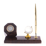 Настольный письменный набор с глобусом и ручкой из натурального обсидиана World Globe варинант исполнения - 1 | Loft Concept в Тюмени