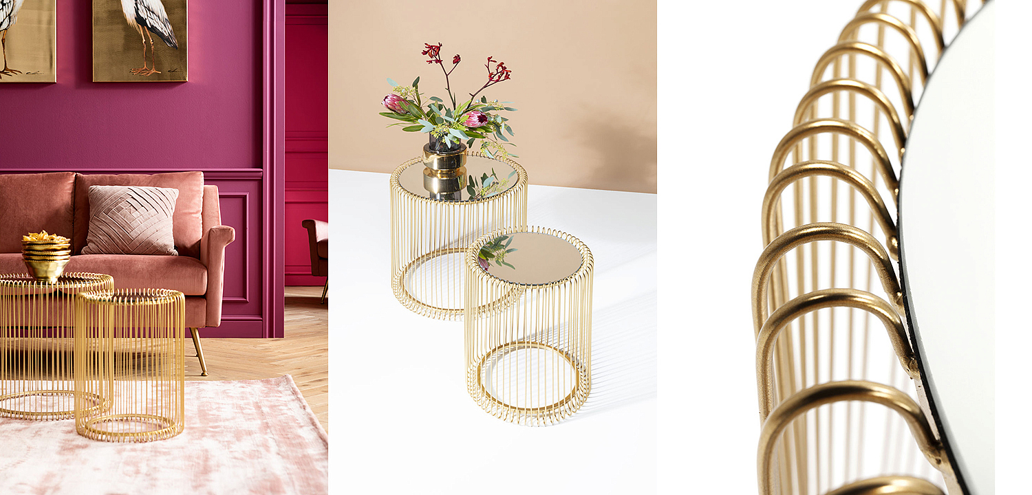 Комплект приставных столов Mirror Surface Brass Tables Комплект приставных столов Mirror Surface Brass Tables - Loft-Concept в Тюмени