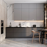 Серый кухонный гарнитур с фасадом под светлый дуб Ferrand Kitchen Set варинант исполнения - 1 | Loft Concept в Тюмени