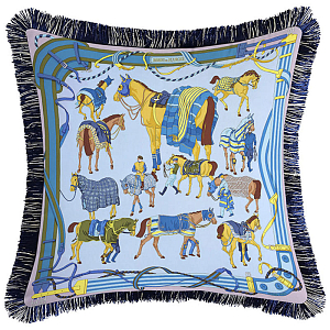 Декоративная подушка Hermes Horses Blue 131