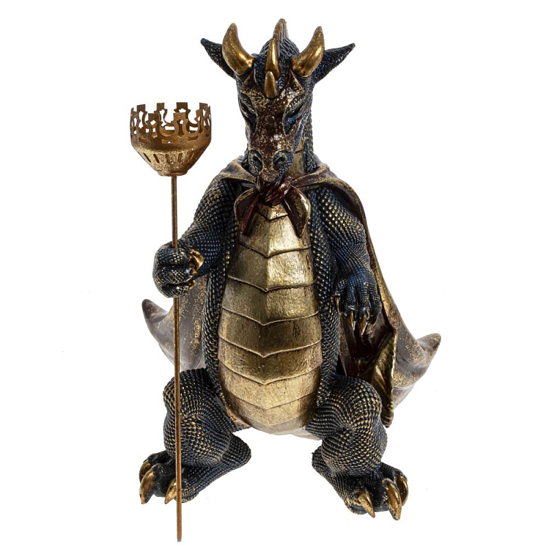 Подсвечник в виде дракона Dragon candlestick Brown Gold Коричневый Золотой Темно-синий в Тюмени | Loft Concept 