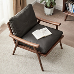 Кресло c каркасом из массива дерева и мягкой кожаной обивкой Walnut Armchair варинант исполнения - 2 | Loft Concept в Тюмени