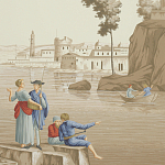 Обои ручная роспись Views of Italy Azure on Sepia варинант исполнения - 2 | Loft Concept в Тюмени