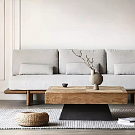 Дизайнерский журнальный стол квадратный с черным трапециевидным основанием Wokab варинант исполнения - 1 | Loft Concept в Тюмени