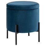 Синий пуф на черных ножках SANJAY варинант исполнения - 1 | Loft Concept в Тюмени