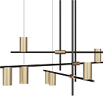 Люстра с 9-ю цилиндрическими плафонами цвета латунь TRIBES CHANDELIER варинант исполнения - 2 | Loft Concept в Тюмени