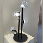 Настольная лампа с тремя прозрачными куполообразными плафонами и черным металлическим основанием Flos Wireline Lighting варинант исполнения - 5 | Loft Concept в Тюмени