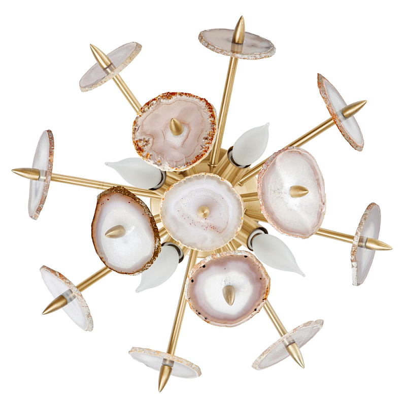 Бра Emporium Natural Agate Burst Sconce Brass Латунь Белый Розовый пастельный Бра Emporium Natural Agate Burst Sconce Brass Латунь Белый Розовый пастельный в Тюмени | Loft Concept