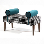 Банкетка Banquette PIED DE POULE с принтом гусиная лапка и синими подлокотниками  варинант исполнения - 2 | Loft Concept в Тюмени