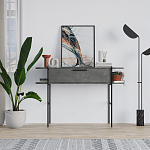 Консоль напольная серая с выдвижным ящиком и 2-мя полками с белой столешницей OTIS CONSOLE RETRO GRAY варинант исполнения - 1 | Loft Concept в Тюмени