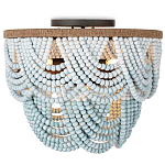 Круглый потолочный светильник с подвесками из круглых деревянных бусин Ombre Wooden Beads Blue Ceiling Lamp варинант исполнения - 2 | Loft Concept в Тюмени