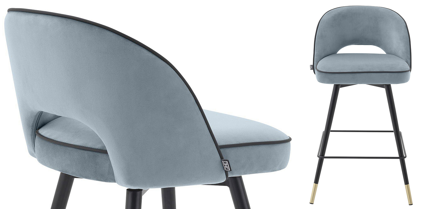 Комплект полубарных стульев Eichholtz Counter Stool Cliff set of 2 blue Комплект полубарных стульев Eichholtz Counter Stool Cliff set of 2 blue - Loft-Concept в Тюмени