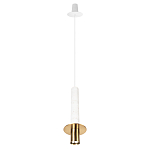 Подвесной светильник с узким цилиндрическим плафоном и золотым металлическим декором Concrete Pipe варинант исполнения - 11 | Loft Concept в Тюмени