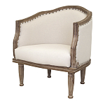 Кресло низкое с мягкой обивкой из льна на 4-х деревянных ножках Emile Armchair beige варинант исполнения - 3 | Loft Concept в Тюмени