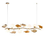 Люстра линейная на золотистом каркасе с белыми стеклянными плафонами Zest of Light варинант исполнения - 1 | Loft Concept в Тюмени