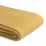 Плед из шерсти цвета охры с бахарамой Waffle Comfort варинант исполнения - 3 | Loft Concept в Тюмени