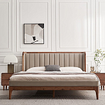 Кровать двуспальная с мягким изголовьем Moon Walnut Bed варинант исполнения - 3 | Loft Concept в Тюмени