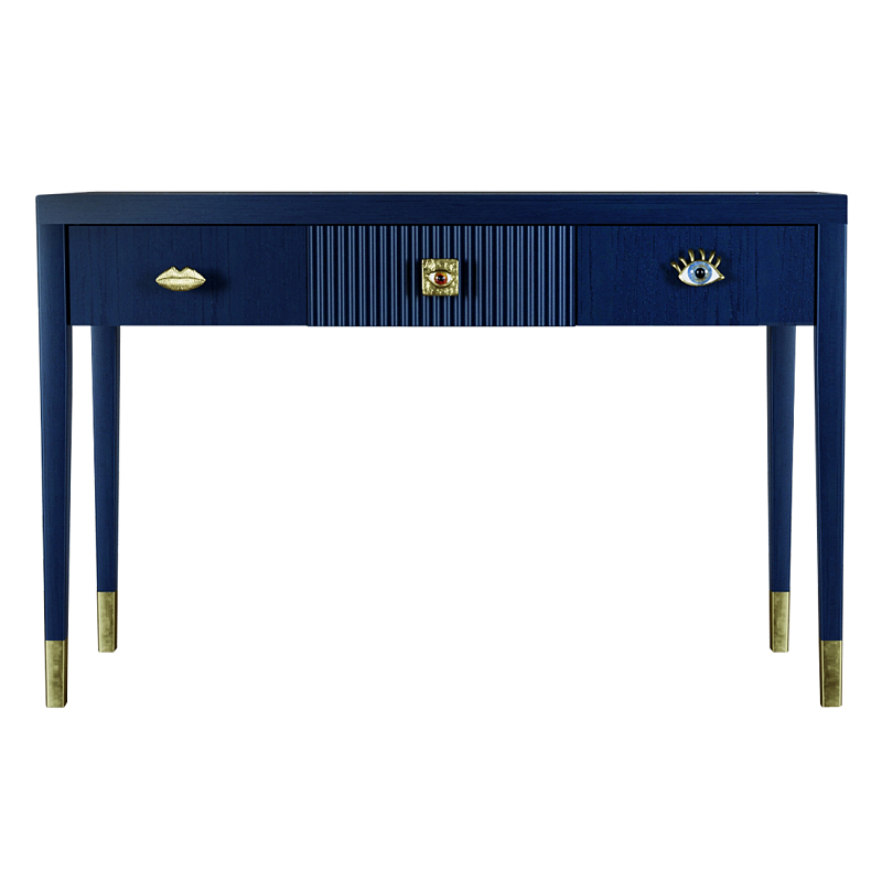 Дизайнерский Письменный стол Elsa Dreams Blue с тремя ящиками Синий в Тюмени | Loft Concept 