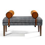 Банкетка Banquette PIED DE POULE Orange с принтом гусиная лапка Оранжевые валики варинант исполнения - 1 | Loft Concept в Тюмени