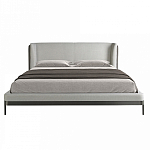 Кровать двуспальная серая с мягким изголовьем из экокожи и ткани Modern Look варинант исполнения - 3 | Loft Concept в Тюмени